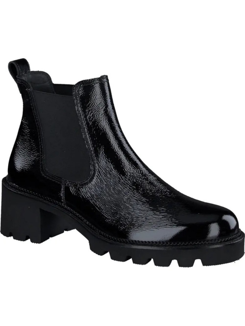 Paul Green Jada Black Patent Chelsea Lug Boot 7.5 $550
